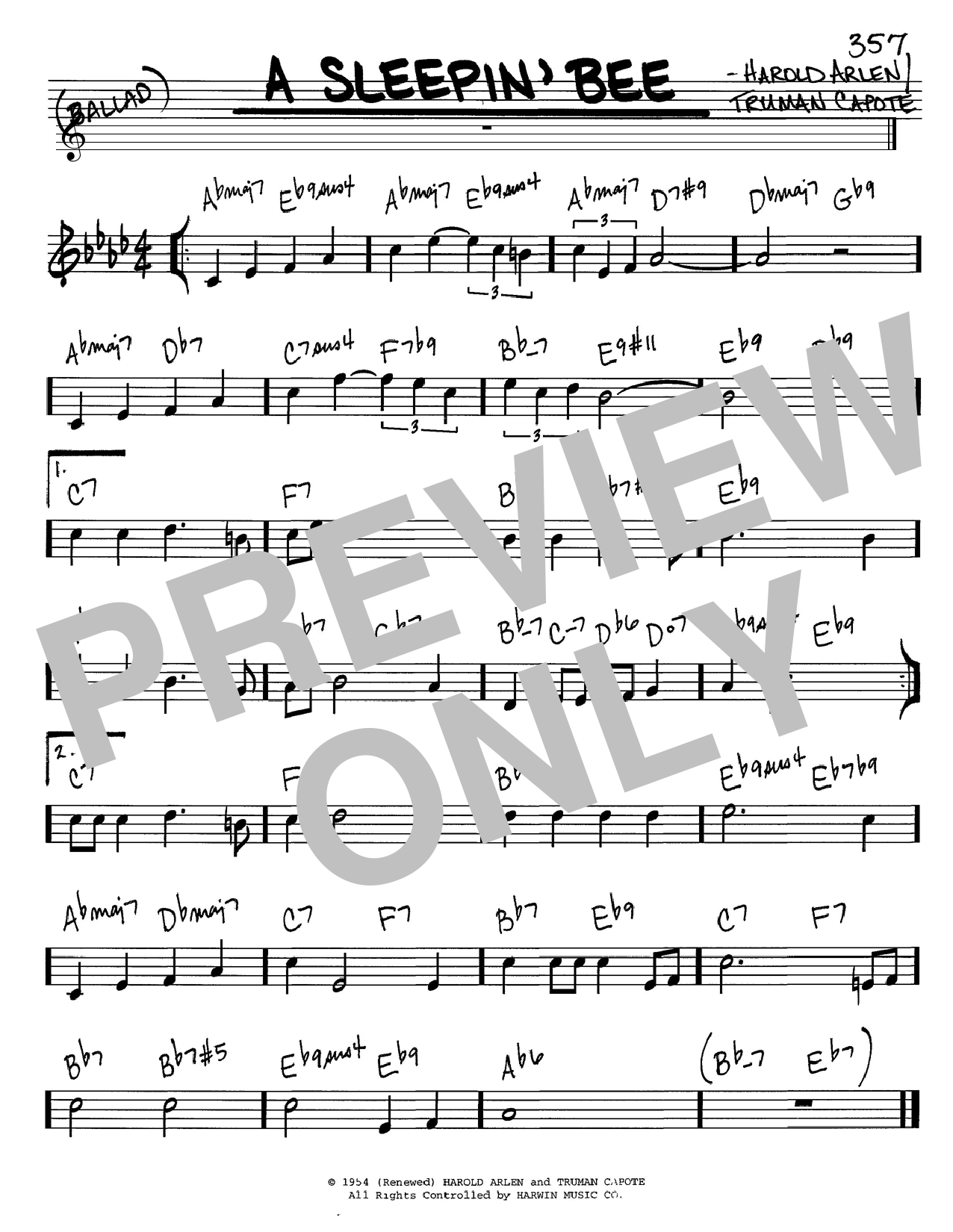 Learn to play Harold Arlen A Sleepin' Bee sheet music for Lyrics & Chords in minutes. Harold Arlen A Sleepin' Bee sheet music notes and chords