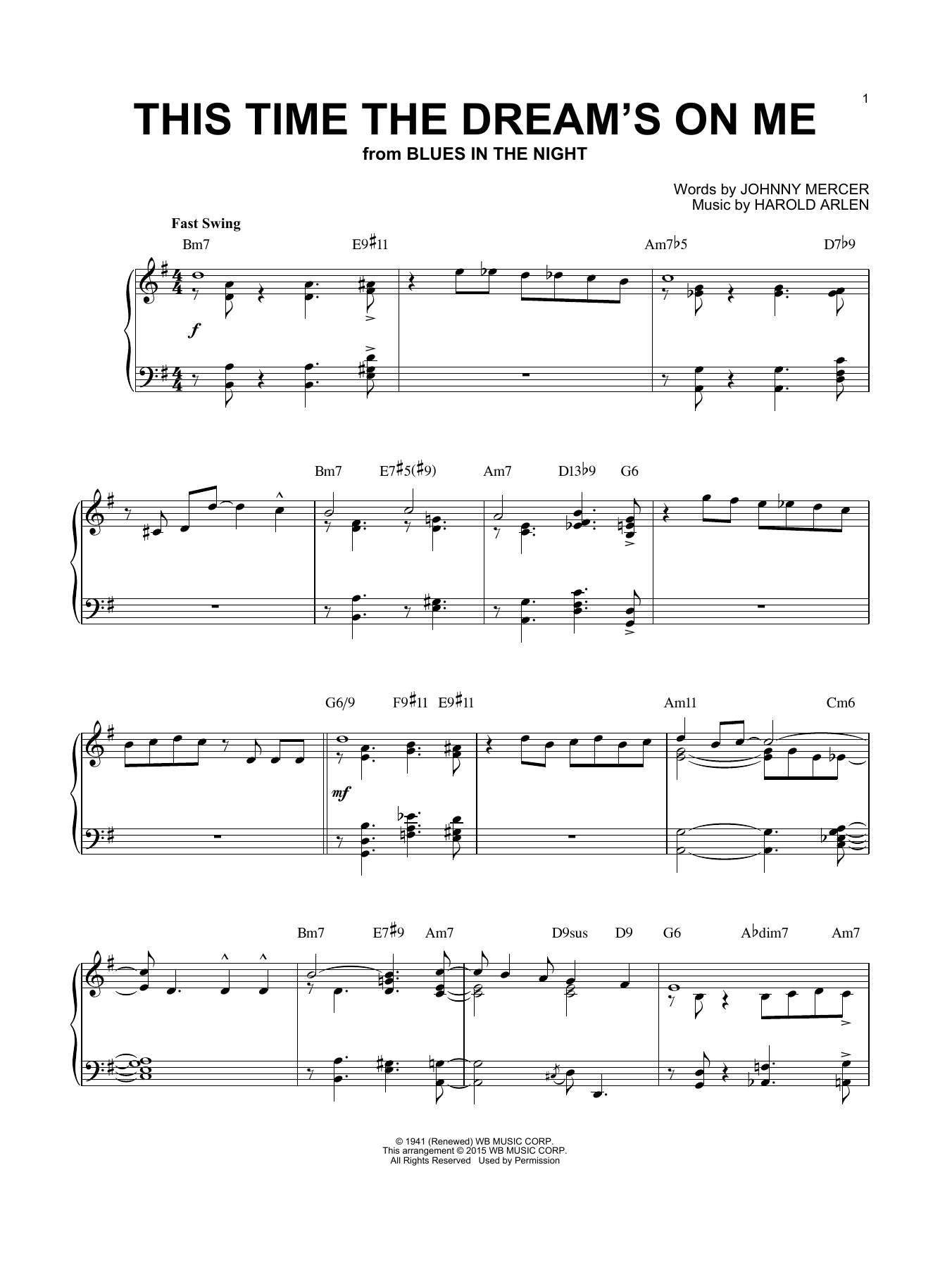 Learn to play Harold Arlen This Time The Dream's On Me sheet music for Piano in minutes. Harold Arlen This Time The Dream's On Me sheet music notes and chords