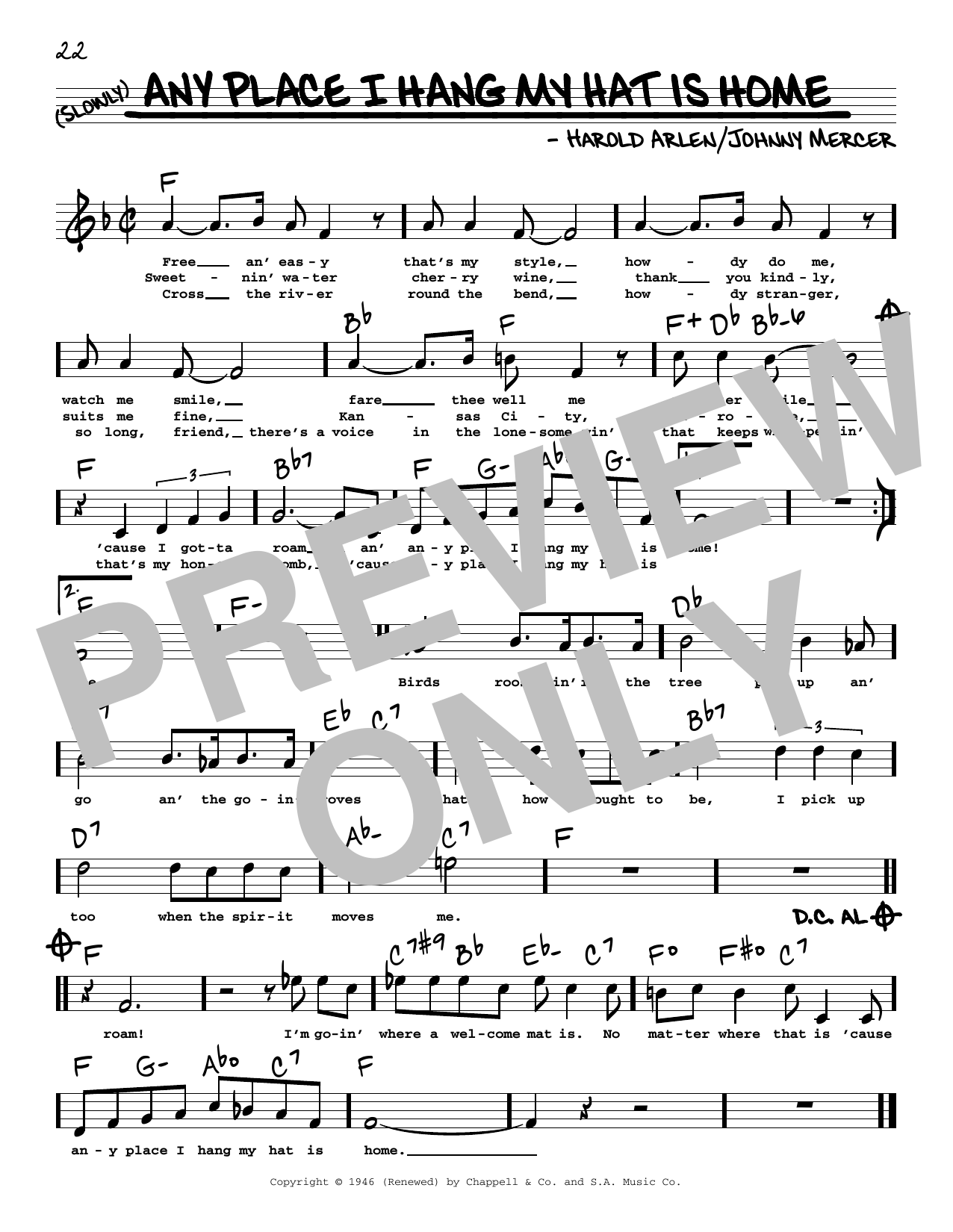 Learn to play Harold Arlen and Johnny Mercer Any Place I Hang My Hat Is Home (High Voice) (from St. Louis Woman) sheet music for Real Book – Melody, Lyrics & Chords in minutes. Harold Arlen and Johnny Mercer Any Place I Hang My Hat Is Home (High Voice) (from St. Louis Woman) sheet music preview music notes and score for Real Book – Melody, Lyrics & Chords including 1 page(s)
