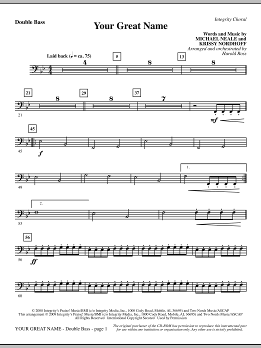Learn to play Harold Ross Your Great Name - Double Bass sheet music for Choir Instrumental Pak in minutes. Harold Ross Your Great Name - Double Bass sheet music preview music notes and score for Choir Instrumental Pak including 2 page(s)