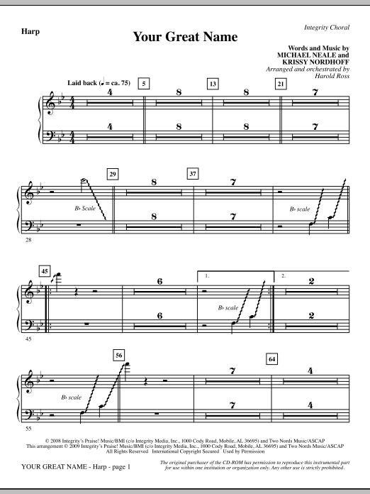 Learn to play Harold Ross Your Great Name - Harp sheet music for Choir Instrumental Pak in minutes. Harold Ross Your Great Name - Harp sheet music preview music notes and score for Choir Instrumental Pak including 2 page(s)
