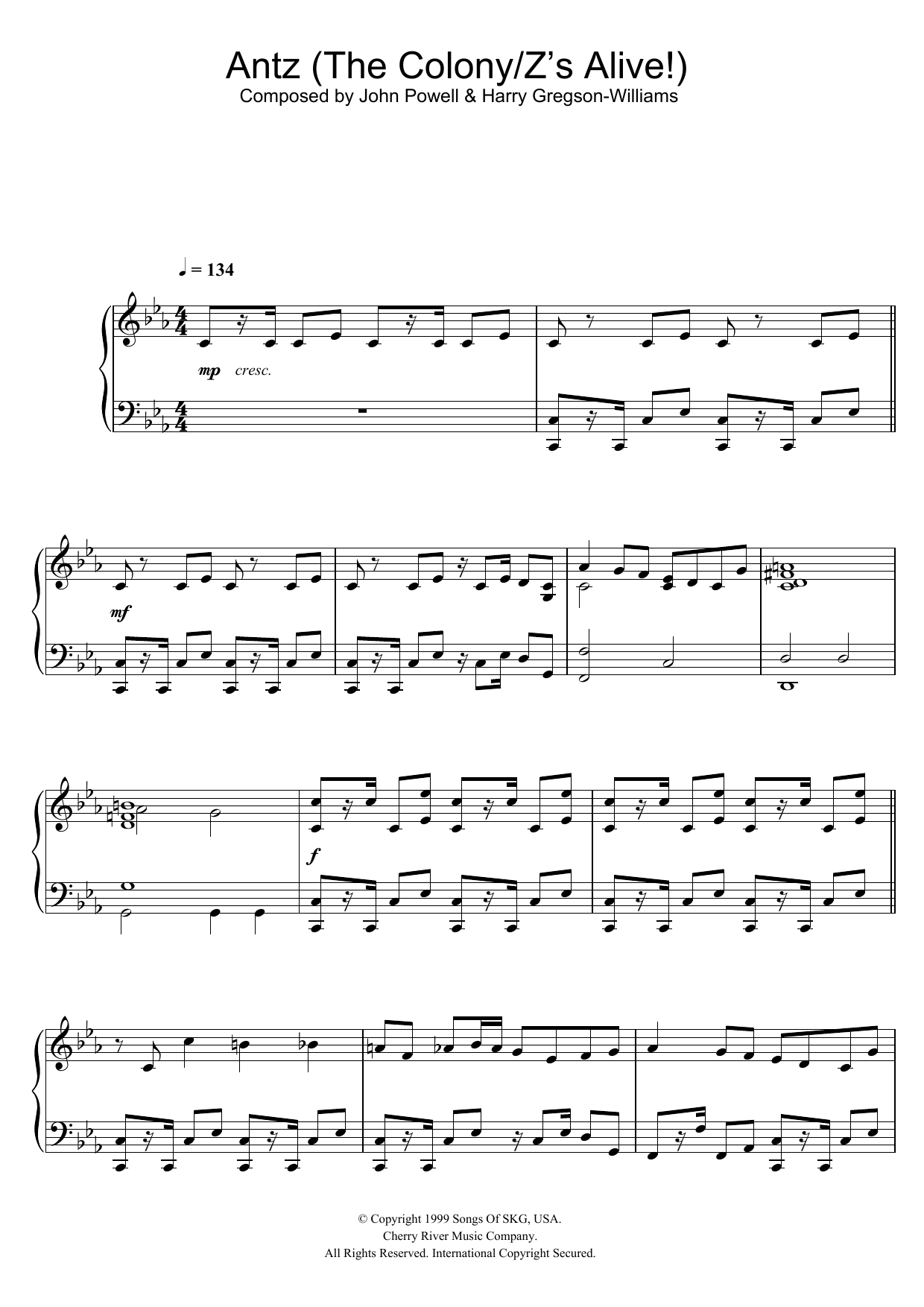 Harry Gregson-Williams / Harry Powell Antz (The Colony/Z's Alive!) sheet music, chords, lyrics - Printable PDF for Piano
