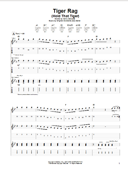 Learn to play Harry DeCosta Tiger Rag (Hold That Tiger) sheet music for Easy Piano in minutes. Harry DeCosta Tiger Rag (Hold That Tiger) sheet music preview music notes and score for Easy Piano including 2 page(s)