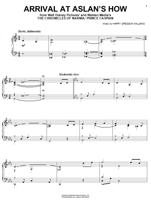 Learn to play Harry Gregson-Williams Arrival At Aslan's How sheet music for Piano in minutes. Harry Gregson-Williams Arrival At Aslan's How sheet music preview music notes and score for Piano including 3 page(s)