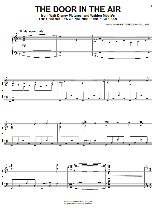 Learn to play Harry Gregson-Williams The Door In The Air sheet music for Piano in minutes. Harry Gregson-Williams The Door In The Air sheet music preview music notes and score for Piano including 7 page(s)