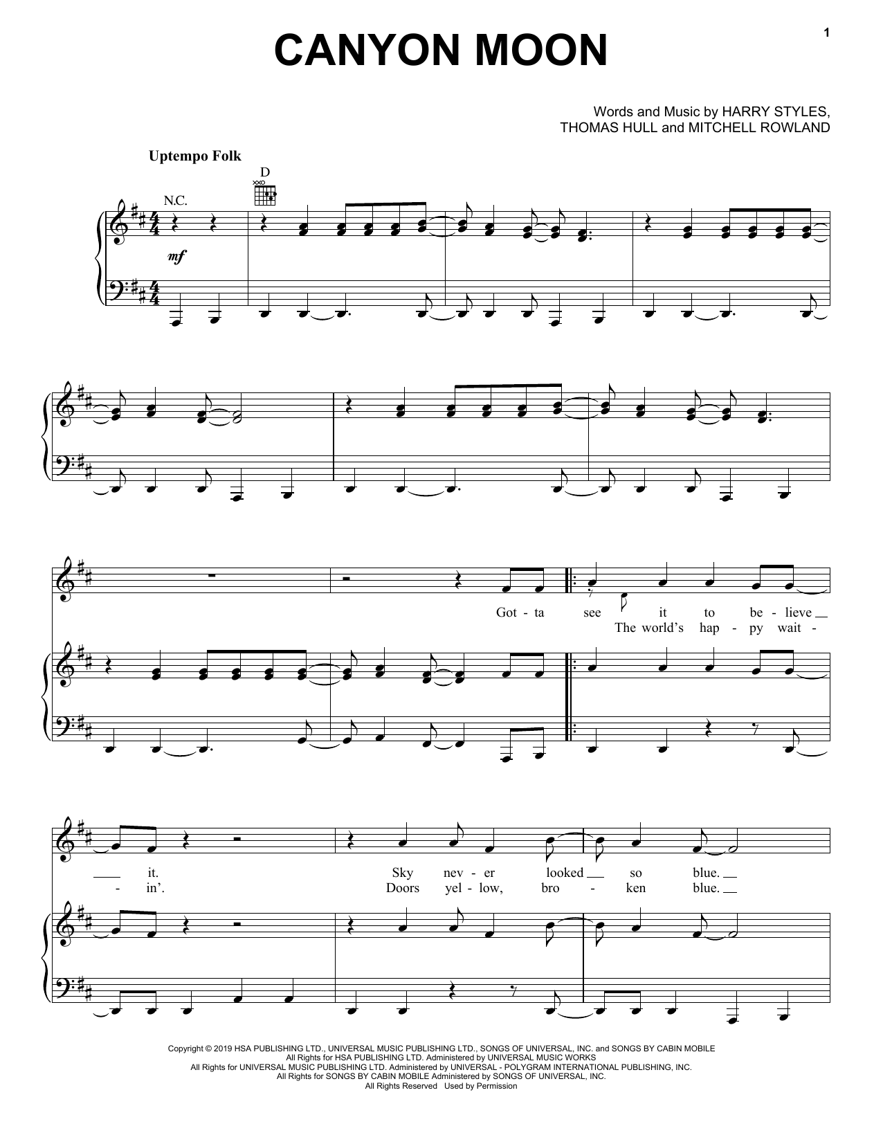 Learn to play Harry Styles Canyon Moon sheet music for Piano, Vocal & Guitar (Right-Hand Melody) in minutes. Harry Styles Canyon Moon sheet music notes and chords