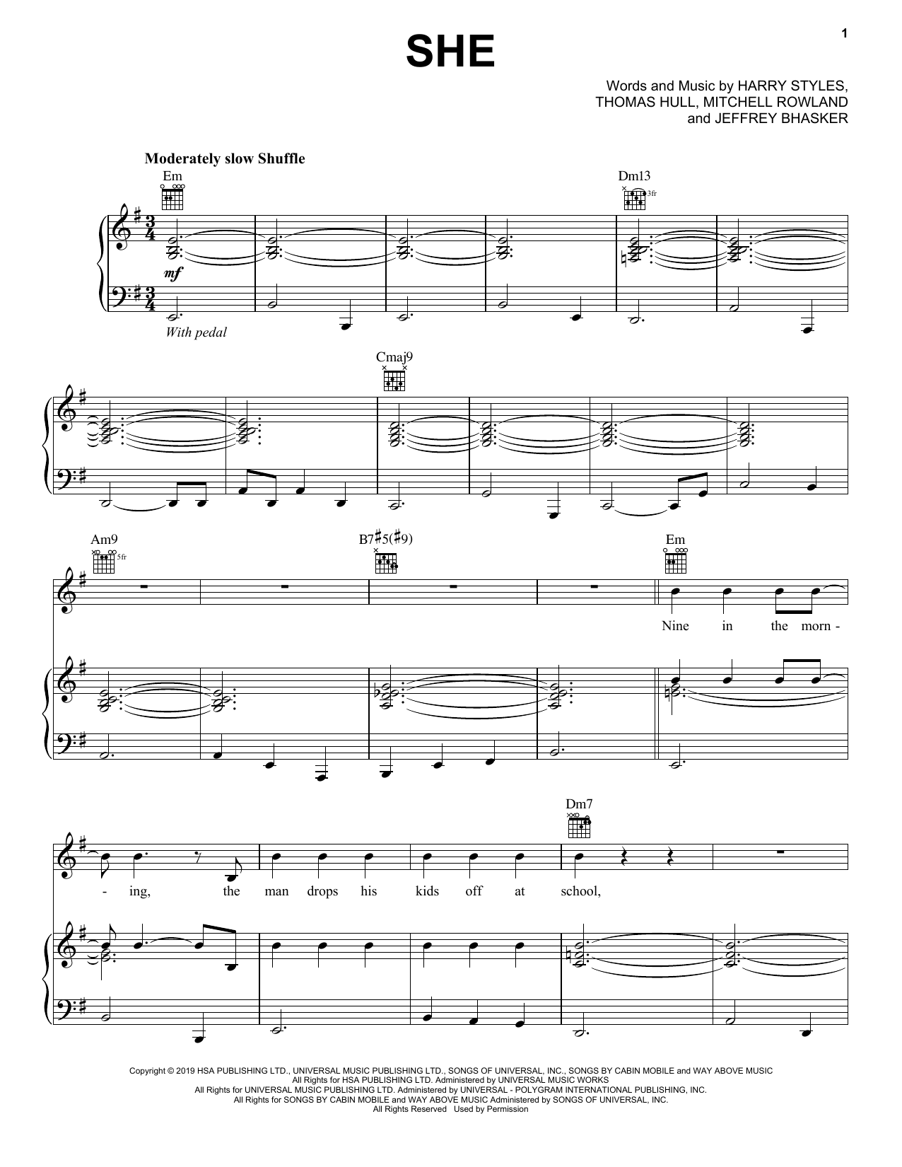 Learn to play Harry Styles She sheet music for Piano, Vocal & Guitar (Right-Hand Melody) in minutes. Harry Styles She sheet music notes and chords