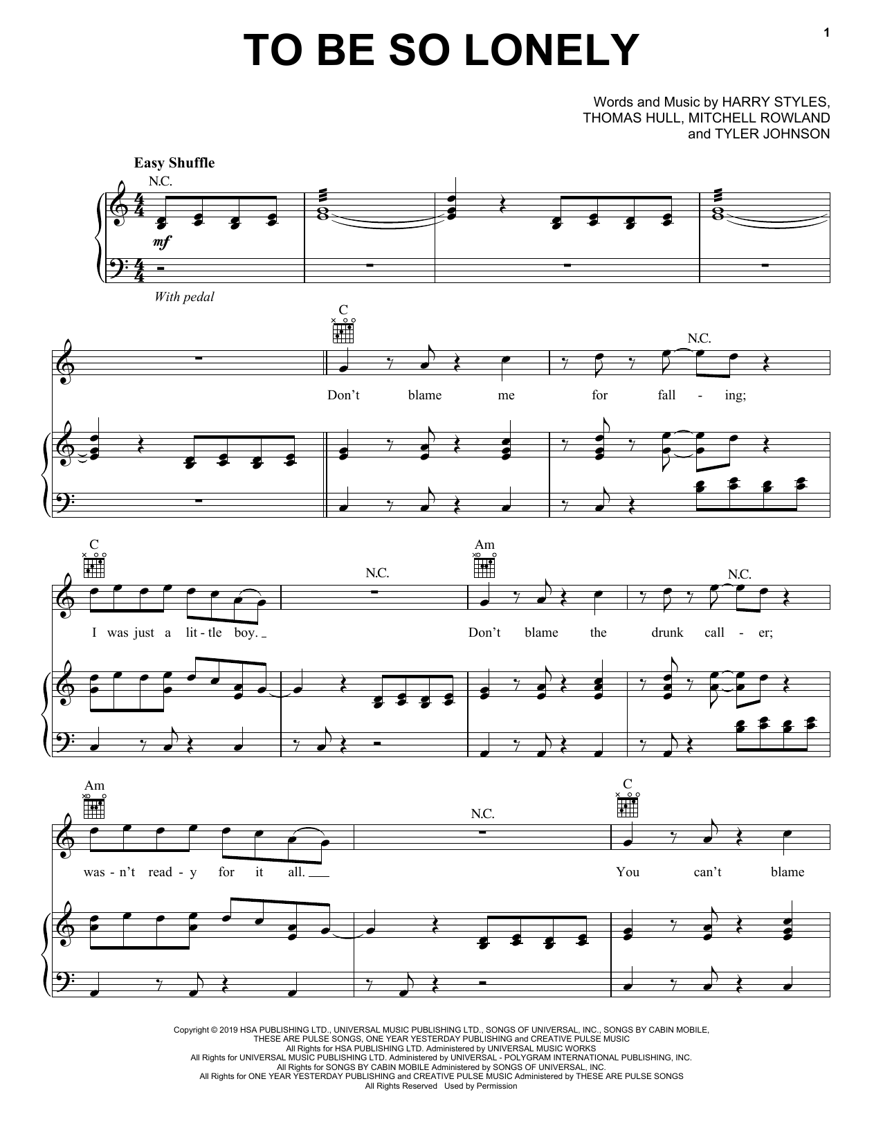 Learn to play Harry Styles To Be So Lonely sheet music for Piano, Vocal & Guitar (Right-Hand Melody) in minutes. Harry Styles To Be So Lonely sheet music notes and chords