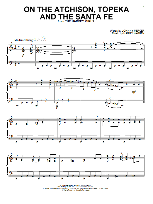 Learn to play Harry Warren On The Atchison, Topeka And The Santa Fe sheet music for Piano in minutes. Harry Warren On The Atchison, Topeka And The Santa Fe sheet music notes and chords