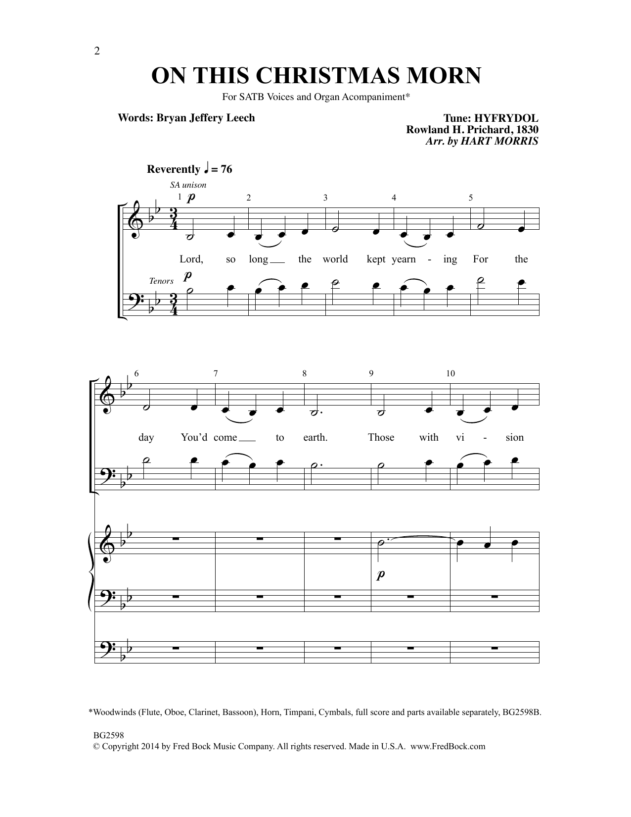 Hart Morris On This Christmas Morn sheet music, chords, lyrics - Printable PDF for Choir