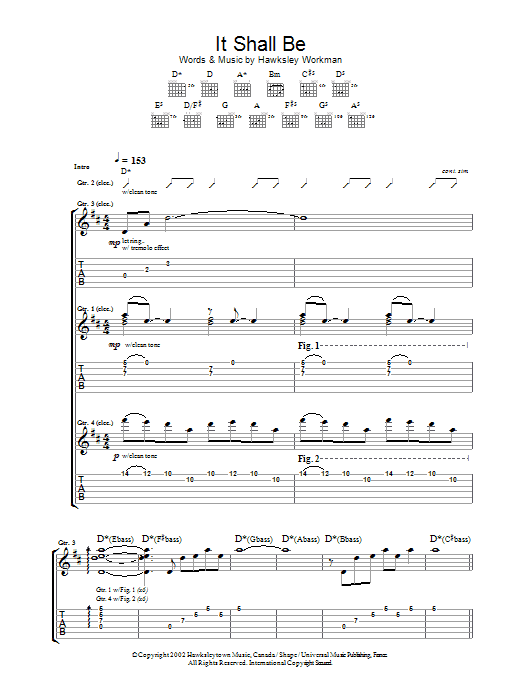 Hawksley Workman It Shall Be sheet music preview music notes and score for Guitar Tab including 6 page(s)