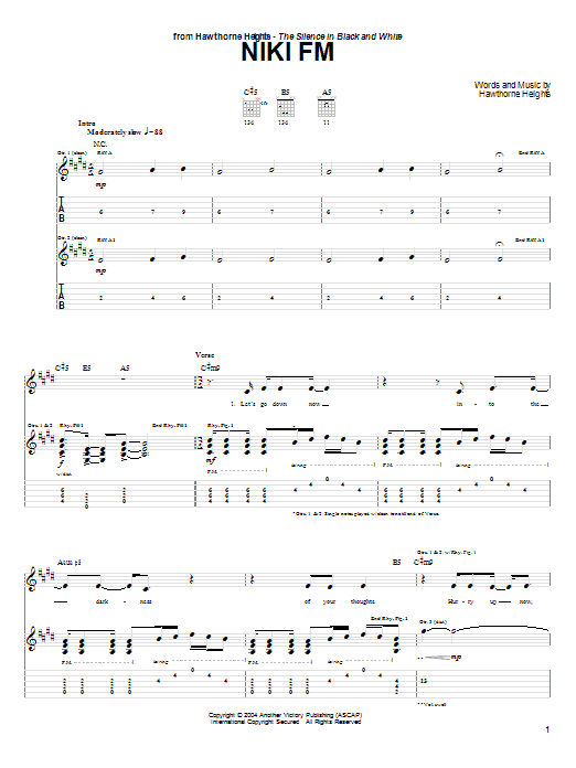 Learn to play Hawthorne Heights Niki FM sheet music for Guitar Tab in minutes. Hawthorne Heights Niki FM sheet music preview music notes and score for Guitar Tab including 8 page(s)