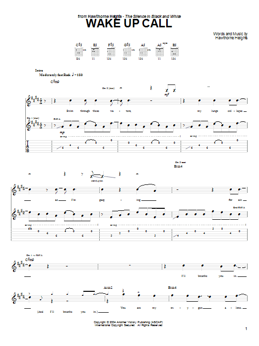 Learn to play Hawthorne Heights Wake Up Call sheet music for Guitar Tab in minutes. Hawthorne Heights Wake Up Call sheet music notes and chords