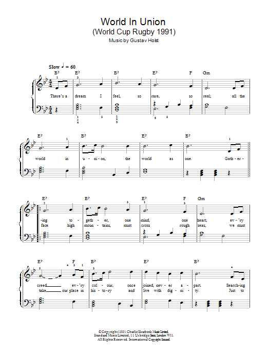 Hayley Westenra World In Union sheet music, chords, lyrics - Printable PDF for Piano & Vocal