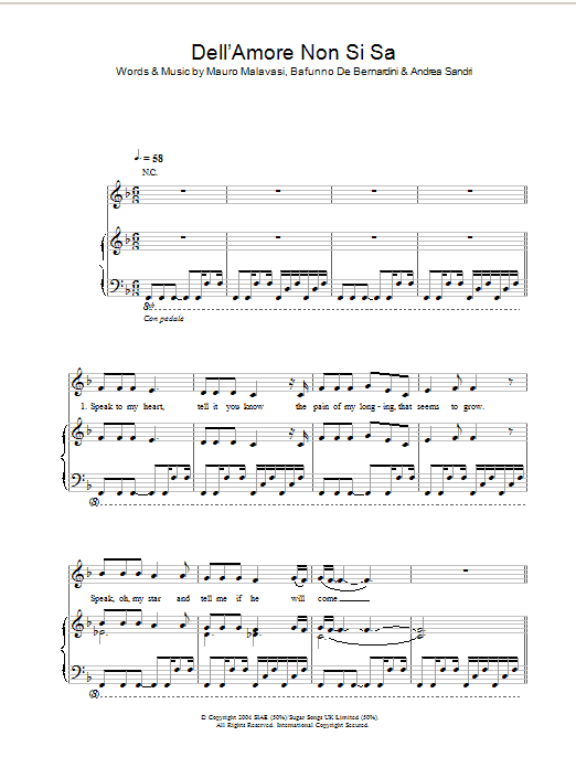 Learn to play Hayley Westenra Dell'Amore Non Si Sa sheet music for Piano, Vocal & Guitar (Right-Hand Melody) in minutes. Hayley Westenra Dell'Amore Non Si Sa sheet music preview music notes and score for Piano, Vocal & Guitar (Right-Hand Melody) including 5 page(s)