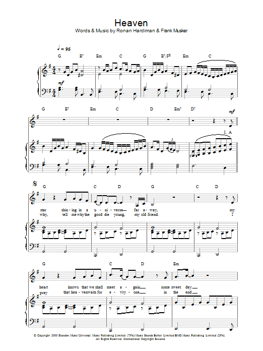 Learn to play Hayley Westenra Heaven sheet music for Piano, Vocal & Guitar in minutes. Hayley Westenra Heaven sheet music preview music notes and score for Piano, Vocal & Guitar including 5 page(s)