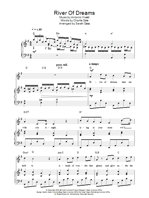 Learn to play Hayley Westenra River Of Dreams sheet music for Piano, Vocal & Guitar in minutes. Hayley Westenra River Of Dreams sheet music preview music notes and score for Piano, Vocal & Guitar including 6 page(s)