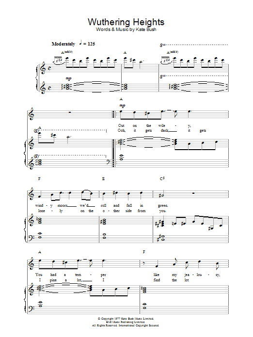 Learn to play Hayley Westenra Wuthering Heights sheet music for Piano, Vocal & Guitar in minutes. Hayley Westenra Wuthering Heights sheet music preview music notes and score for Piano, Vocal & Guitar including 7 page(s)