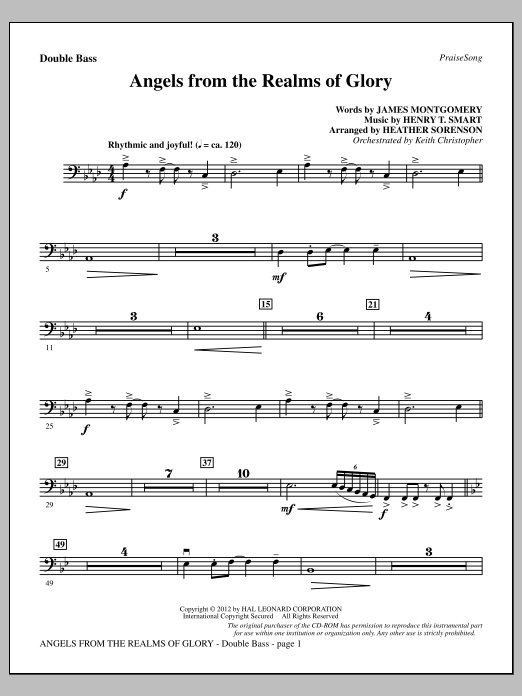 Heather Sorenson Angels From The Realms Of Glory - Double Bass sheet music, chords, lyrics - Printable PDF for Choir Instrumental Pak