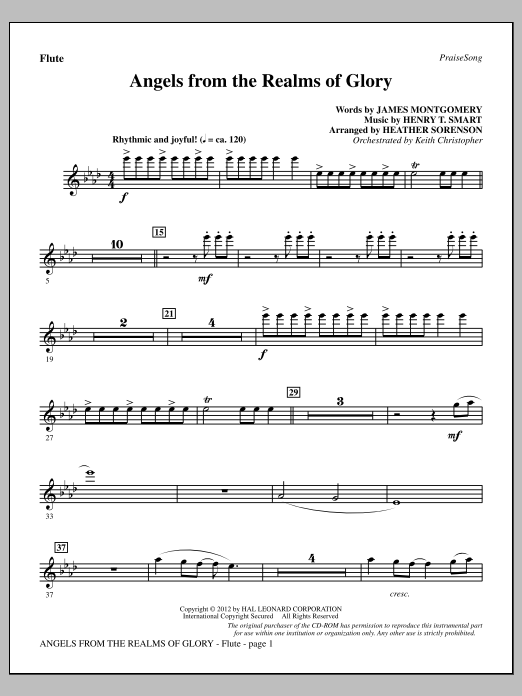Heather Sorenson Angels From The Realms Of Glory - Flute sheet music, chords, lyrics - Printable PDF for Choir Instrumental Pak
