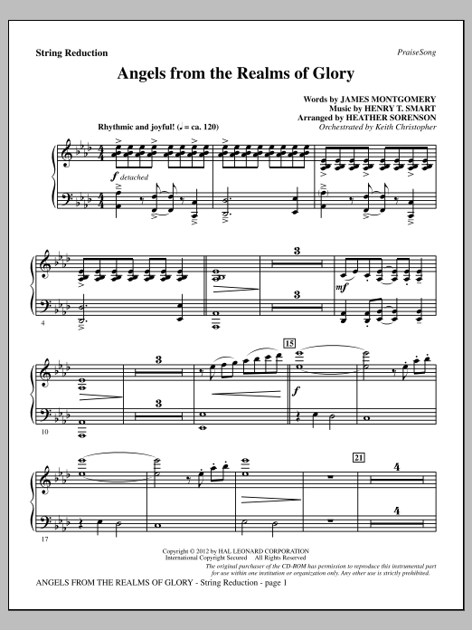Heather Sorenson Angels From The Realms Of Glory - Keyboard String Reduction sheet music, chords, lyrics - Printable PDF for Choir Instrumental Pak