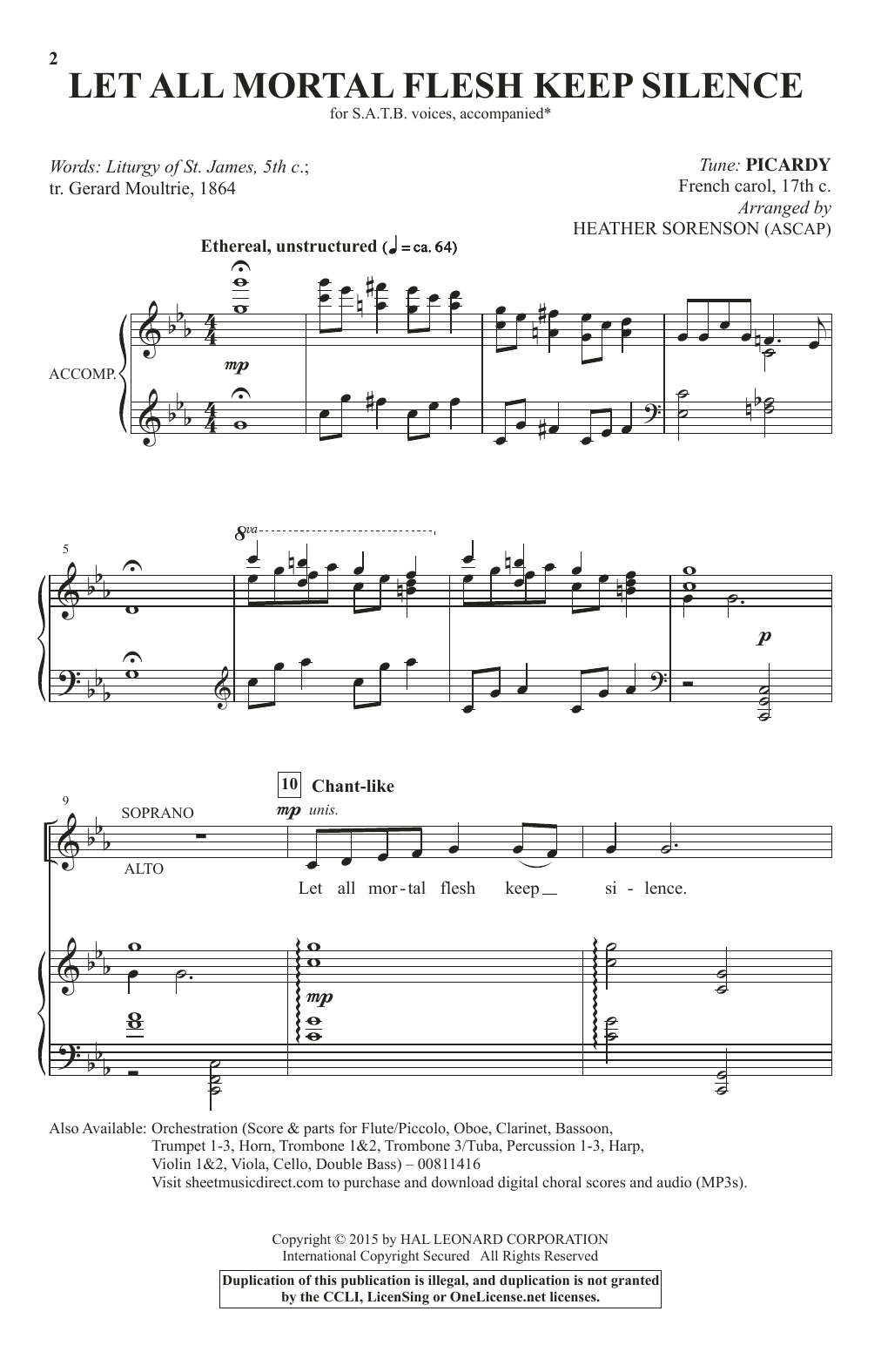 Heather Sorenson Let All Mortal Flesh Keep Silence sheet music, chords, lyrics - Printable PDF for SATB Choir