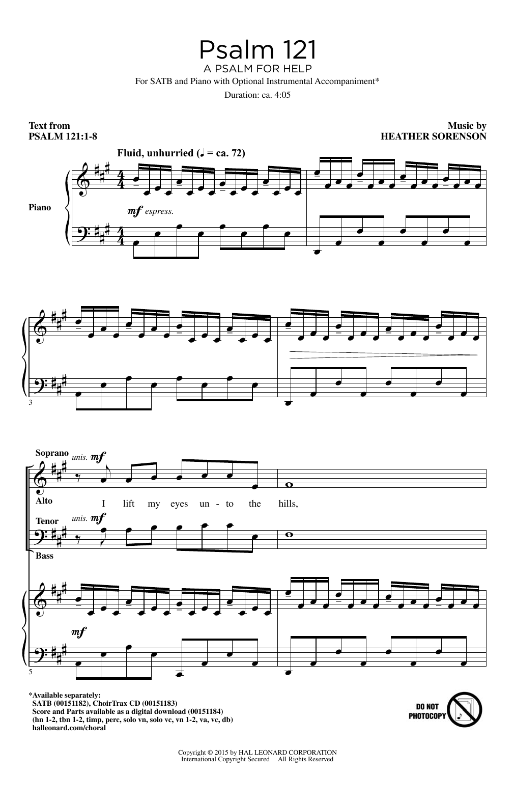 Heather Sorenson Psalm 121 (A Psalm For Help) sheet music, chords, lyrics - Printable PDF for SATB