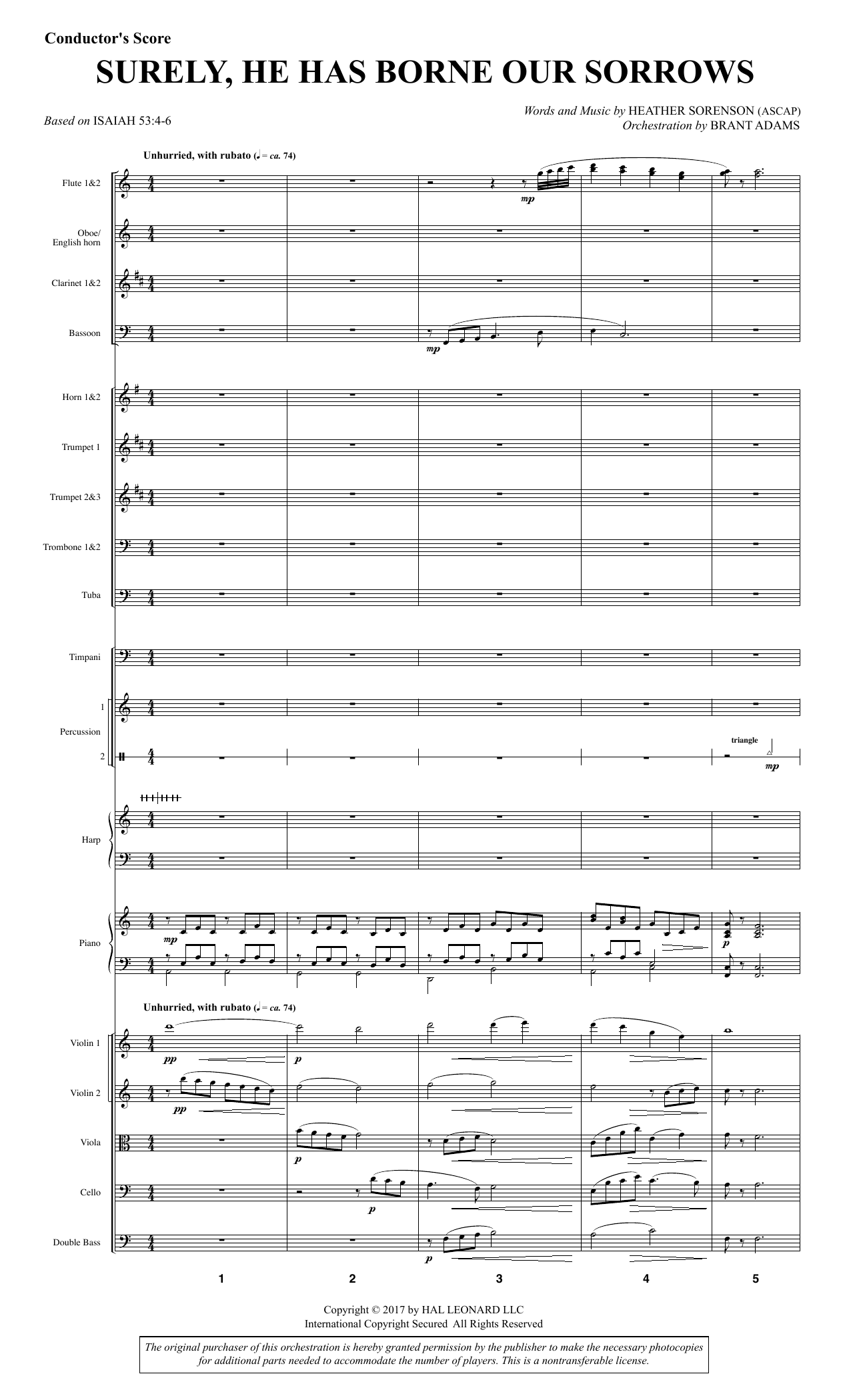 Heather Sorenson Surely, He Has Borne Our Sorrows - Full Score sheet music, chords, lyrics - Printable PDF for Choir Instrumental Pak