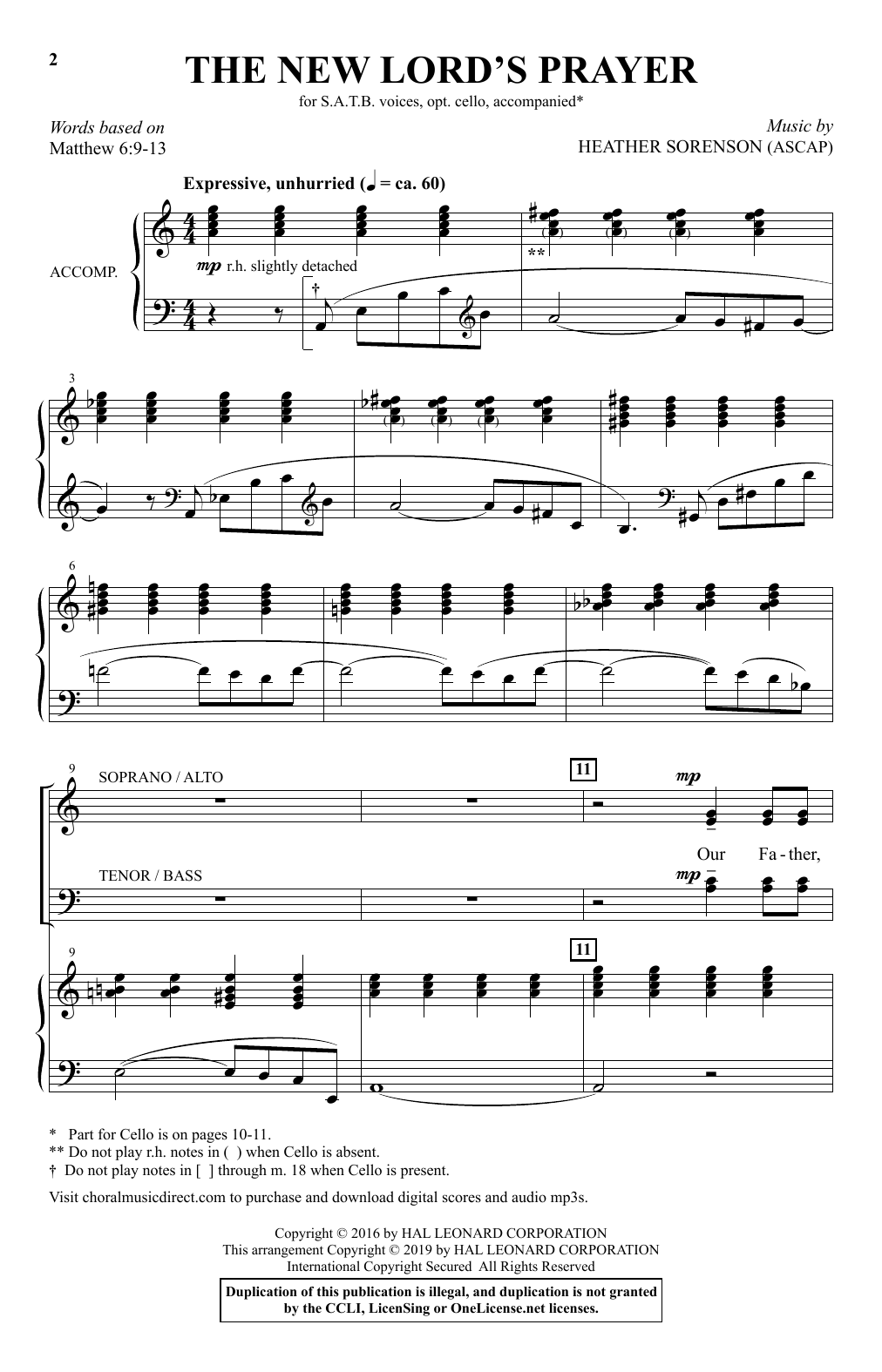 Heather Sorenson The New Lord's Prayer sheet music, chords, lyrics - Printable PDF for SATB Choir