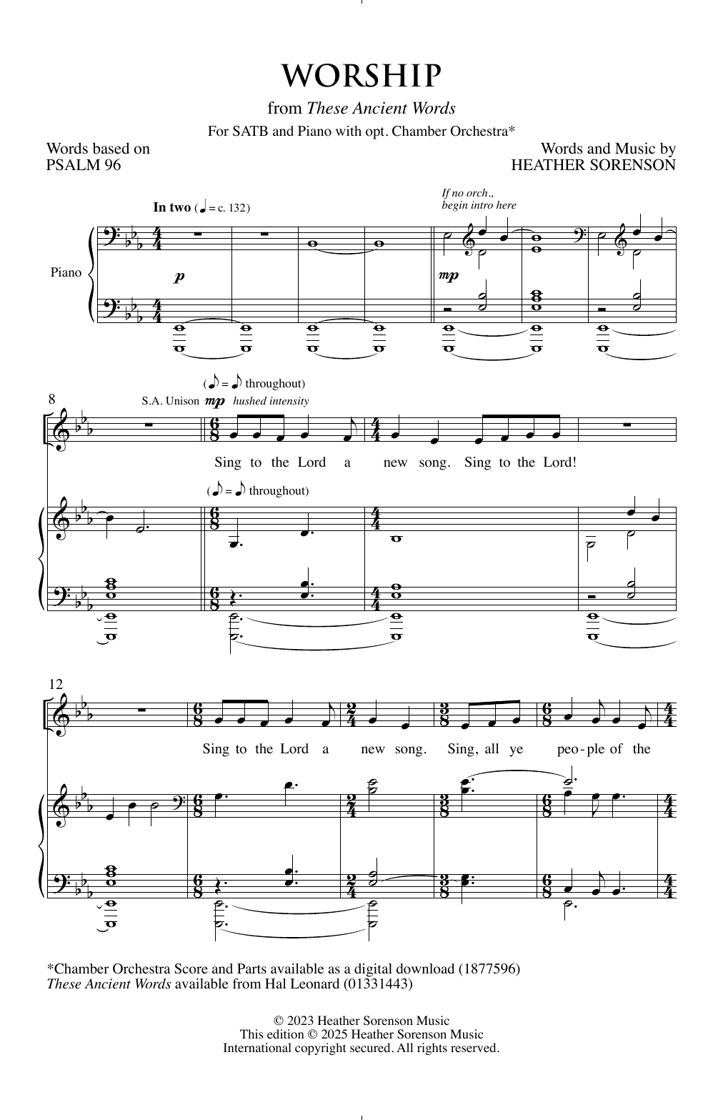Heather Sorenson Worship sheet music, chords, lyrics - Printable PDF for SATB Choir