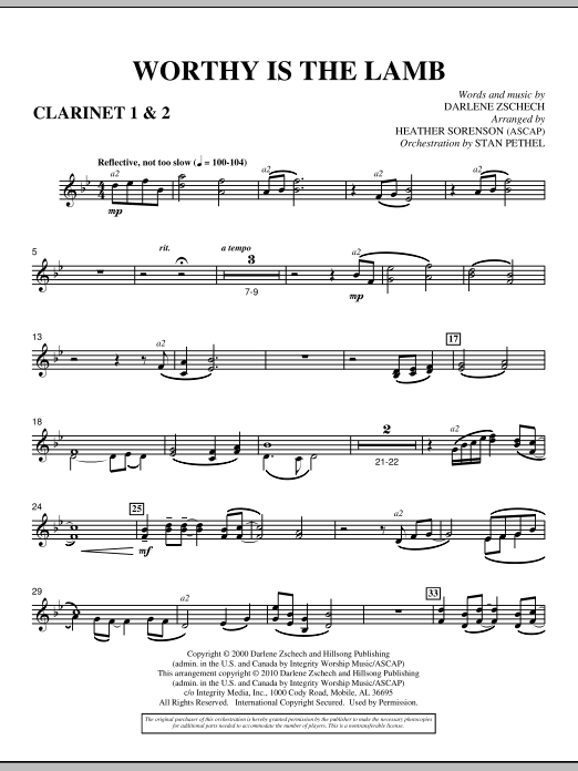 Learn to play Heather Sorenson Worthy Is The Lamb - Bb Clarinet 1,2 sheet music for Choir Instrumental Pak in minutes. Heather Sorenson Worthy Is The Lamb - Bb Clarinet 1,2 sheet music preview music notes and score for Choir Instrumental Pak including 3 page(s)