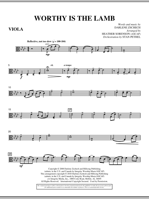 Learn to play Heather Sorenson Worthy Is The Lamb - Viola sheet music for Choir Instrumental Pak in minutes. Heather Sorenson Worthy Is The Lamb - Viola sheet music preview music notes and score for Choir Instrumental Pak including 3 page(s)