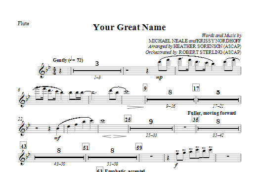 Learn to play Heather Sorenson Your Great Name - Flute sheet music for Choir Instrumental Pak in minutes. Heather Sorenson Your Great Name - Flute sheet music preview music notes and score for Choir Instrumental Pak including 1 page(s)