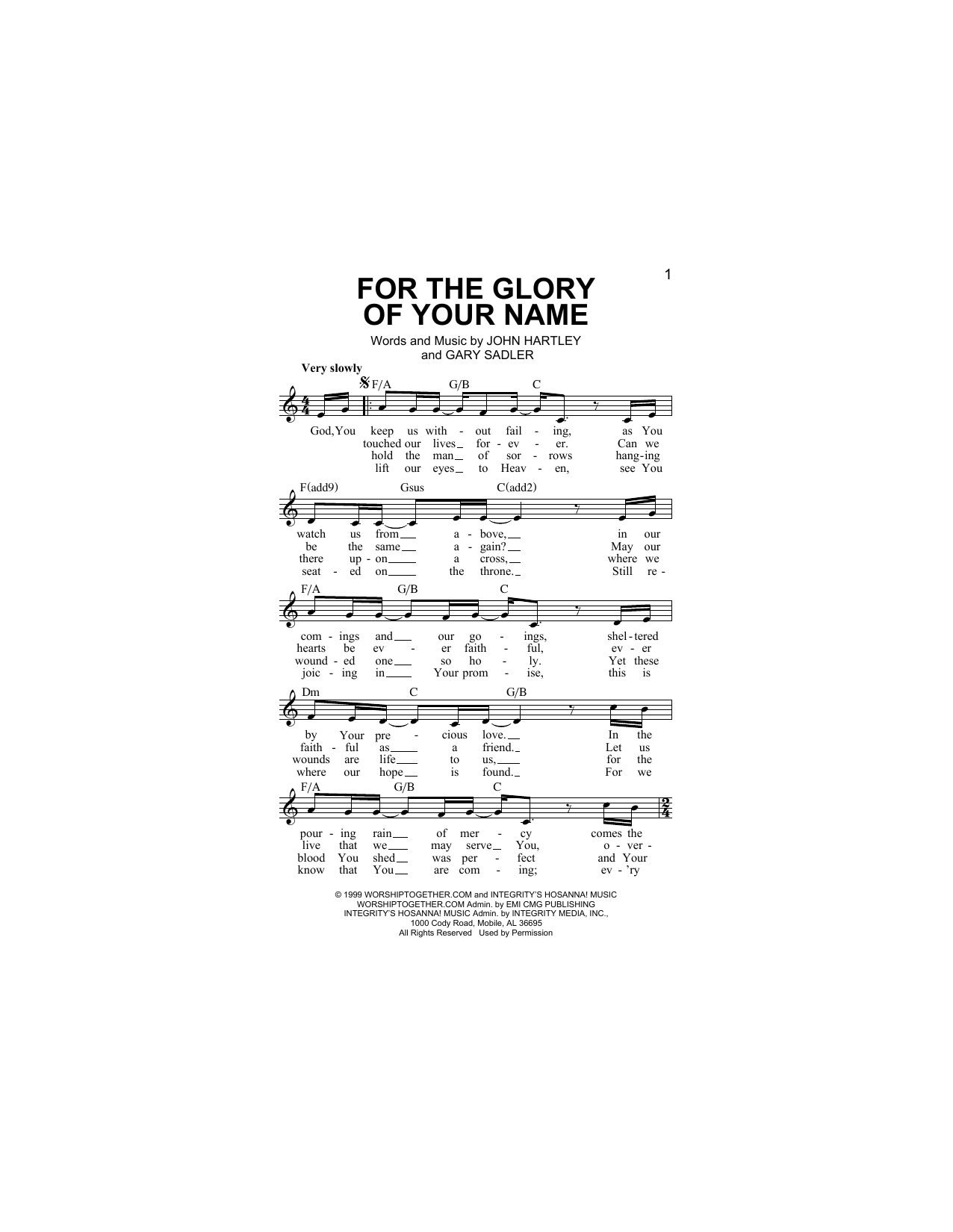 Heaven & Earth For The Glory Of Your Name sheet music, chords, lyrics - Printable PDF for Piano, Vocal & Guitar Chords (Right-Hand Melody)