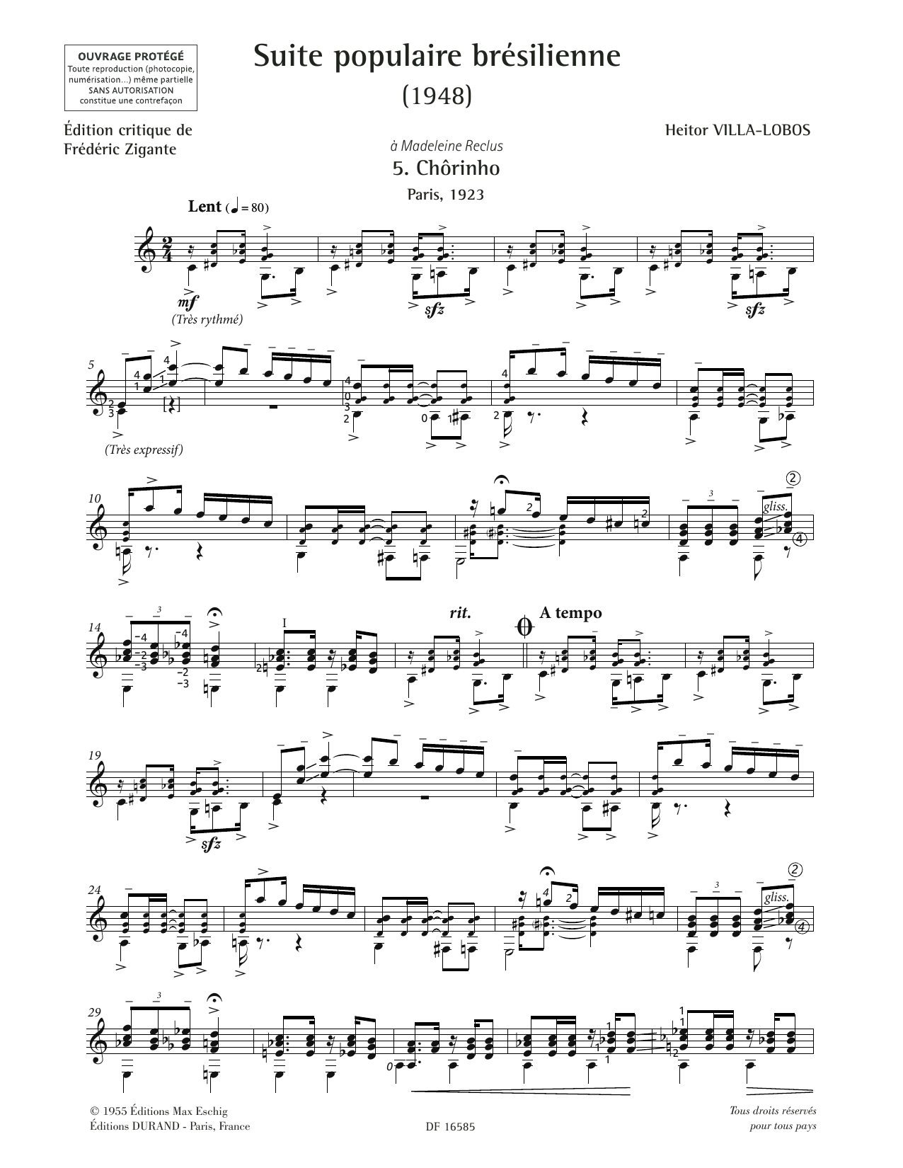 Heitor Villa-Lobos Chorinho sheet music, chords, lyrics - Printable PDF for Solo Guitar