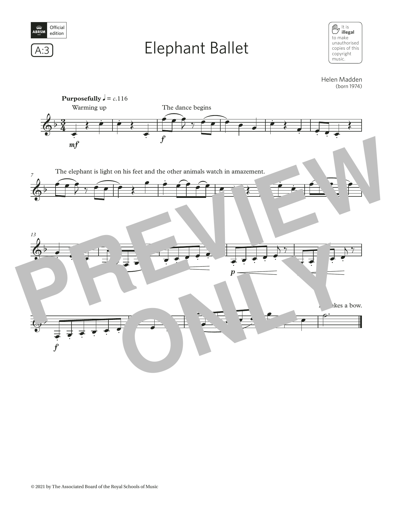 Helen Madden Elephant Ballet (Grade 2 List A3 from the ABRSM Clarinet syllabus from 2022) sheet music, chords, lyrics - Printable PDF for Clarinet Solo