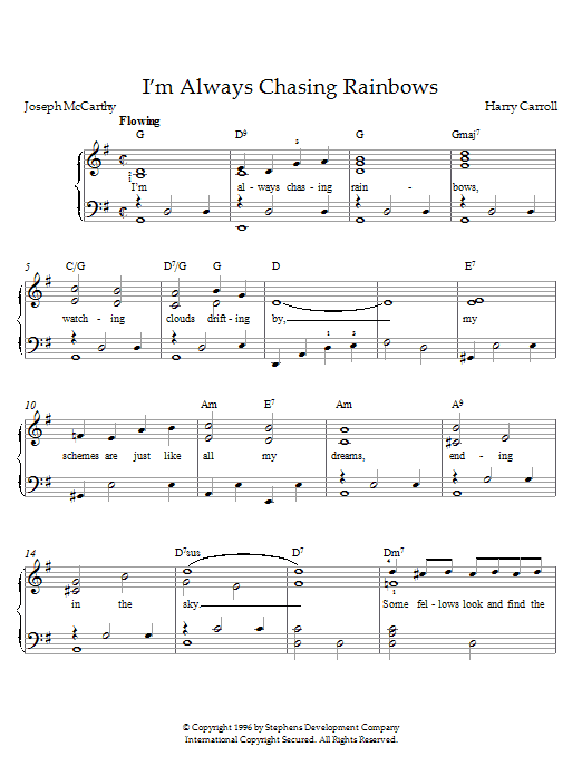 Learn to play Henry Carroll I'm Always Chasing Rainbows sheet music for Piano in minutes. Henry Carroll I'm Always Chasing Rainbows sheet music notes and chords