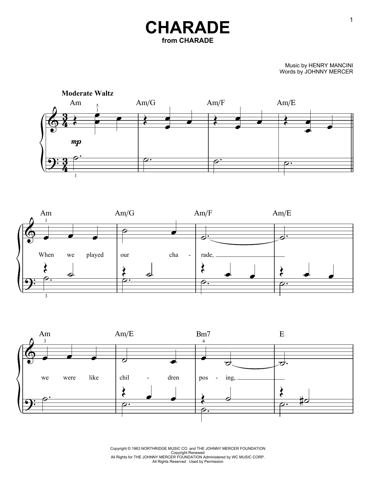 Learn to play Henry Mancini Charade sheet music for Piano in minutes. Henry Mancini Charade sheet music preview music notes and score for Piano including 7 page(s)