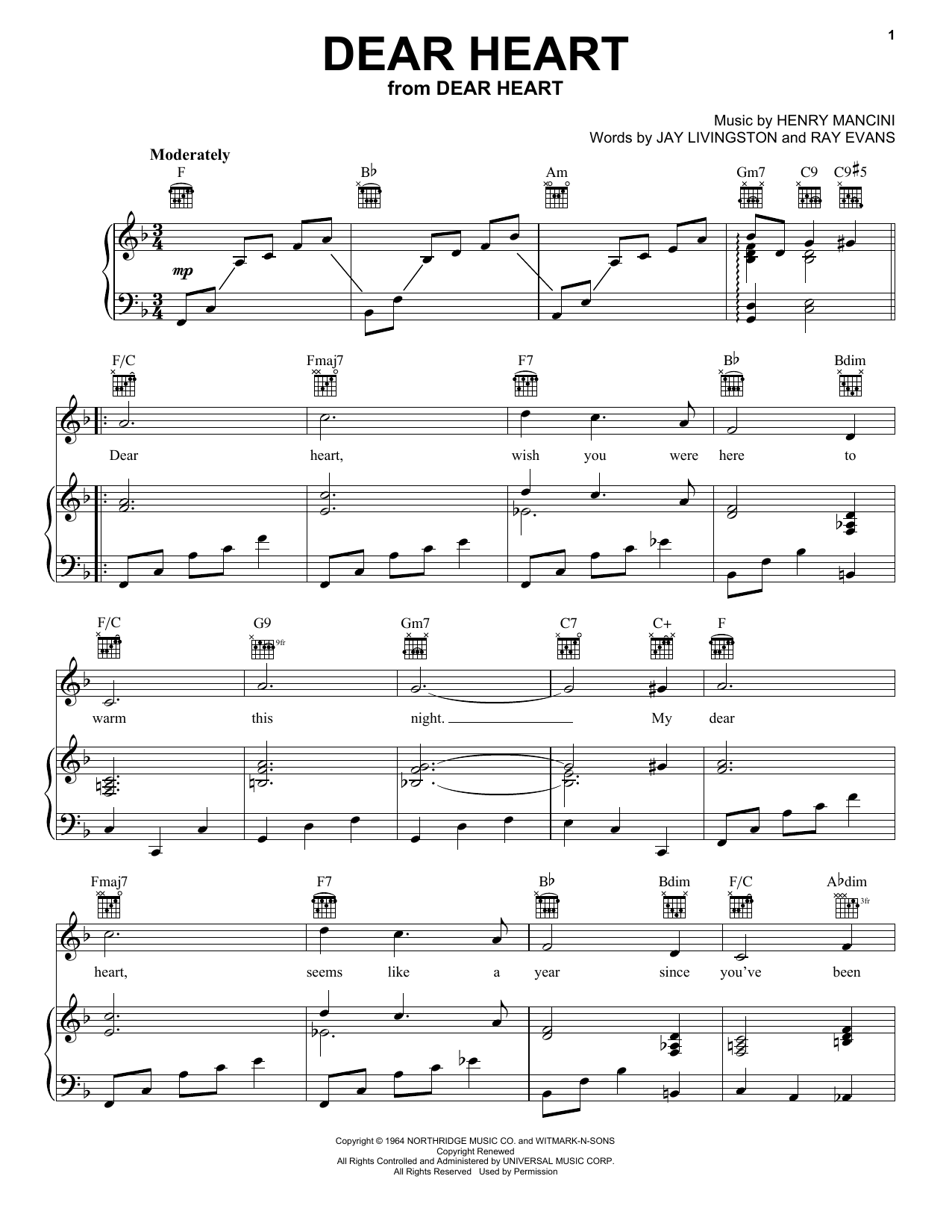 Learn to play Henry Mancini Dear Heart sheet music for Piano in minutes. Henry Mancini Dear Heart sheet music notes and chords