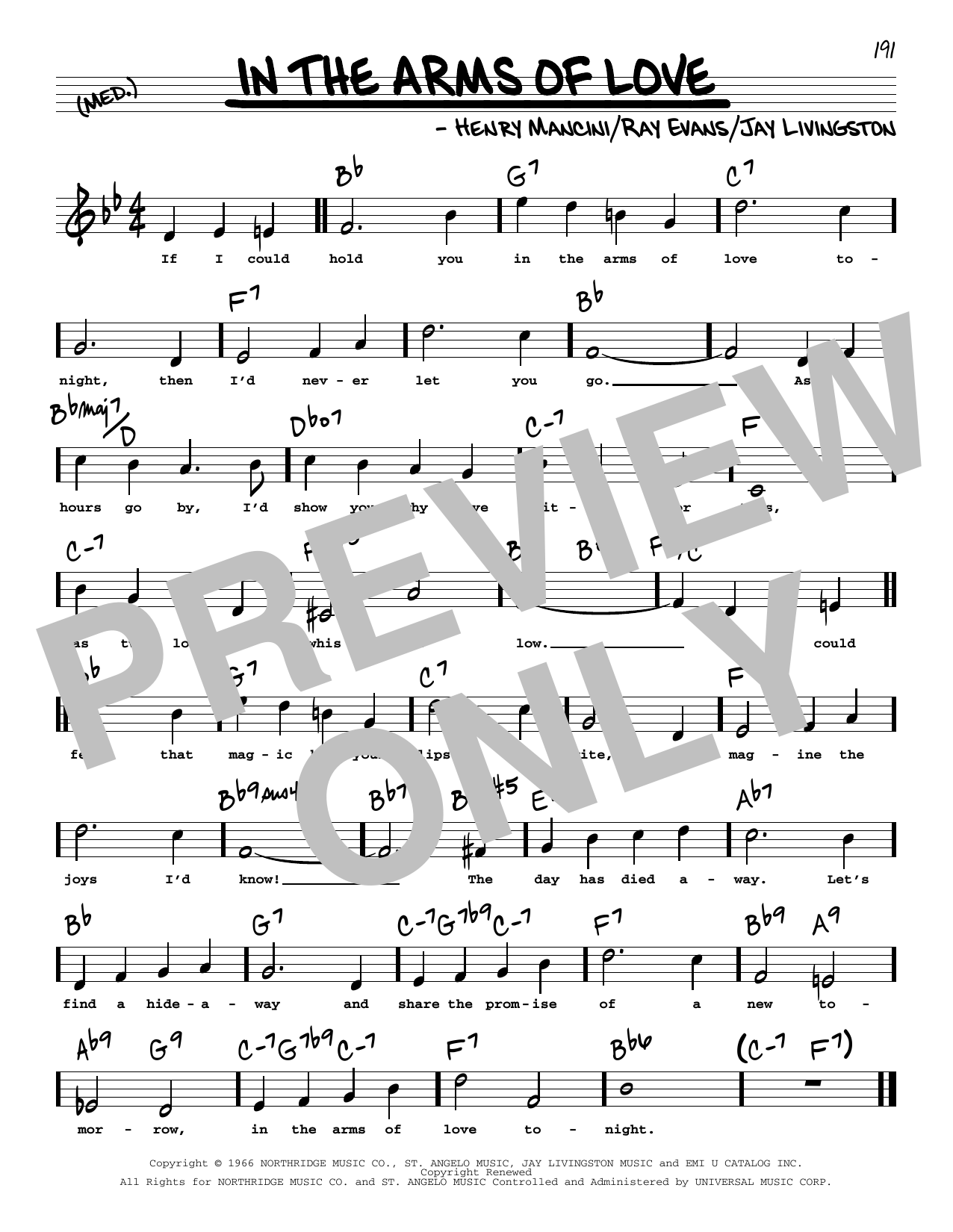 Learn to play Henry Mancini In The Arms Of Love (High Voice) sheet music for Real Book – Melody, Lyrics & Chords in minutes. Henry Mancini In The Arms Of Love (High Voice) sheet music preview music notes and score for Real Book – Melody, Lyrics & Chords including 1 page(s)