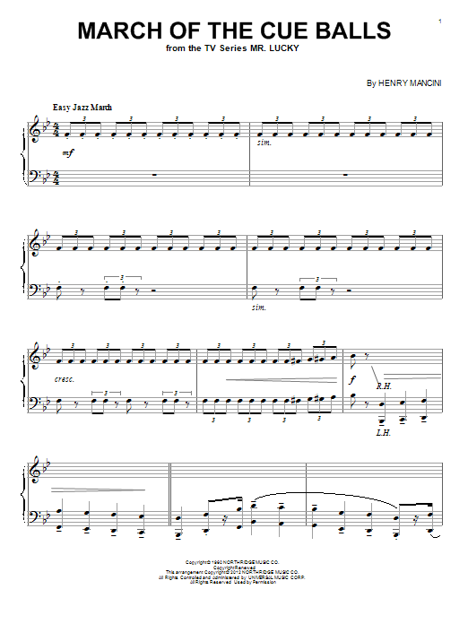 Learn to play Henry Mancini March Of The Cue Balls sheet music for Piano in minutes. Henry Mancini March Of The Cue Balls sheet music notes and chords