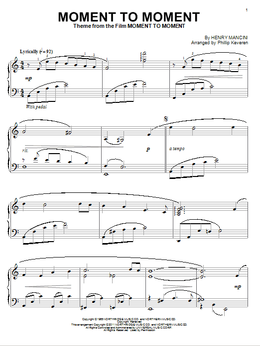 Learn to play Henry Mancini Moment To Moment sheet music for Piano in minutes. Henry Mancini Moment To Moment sheet music preview music notes and score for Piano including 5 page(s)
