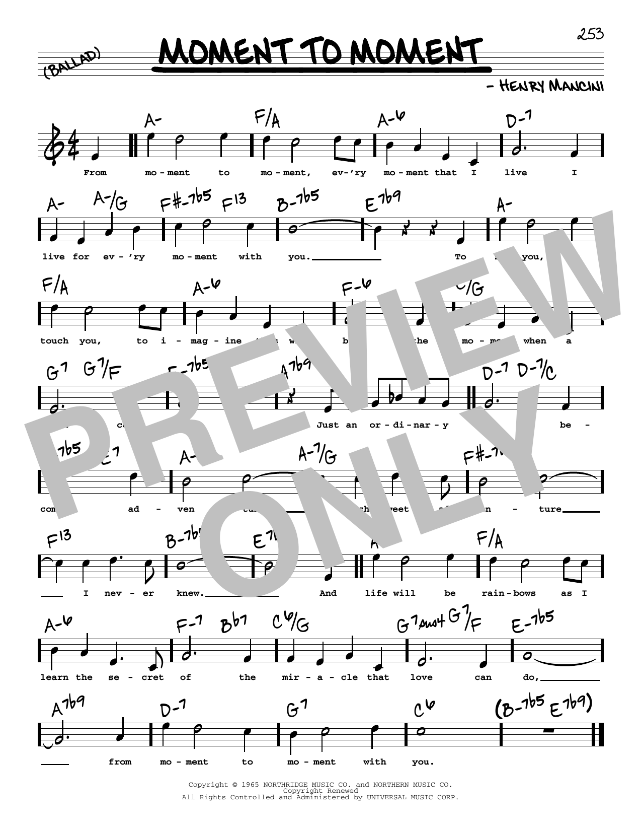 Learn to play Henry Mancini Moment To Moment (High Voice) sheet music for Real Book – Melody, Lyrics & Chords in minutes. Henry Mancini Moment To Moment (High Voice) sheet music preview music notes and score for Real Book – Melody, Lyrics & Chords including 1 page(s)
