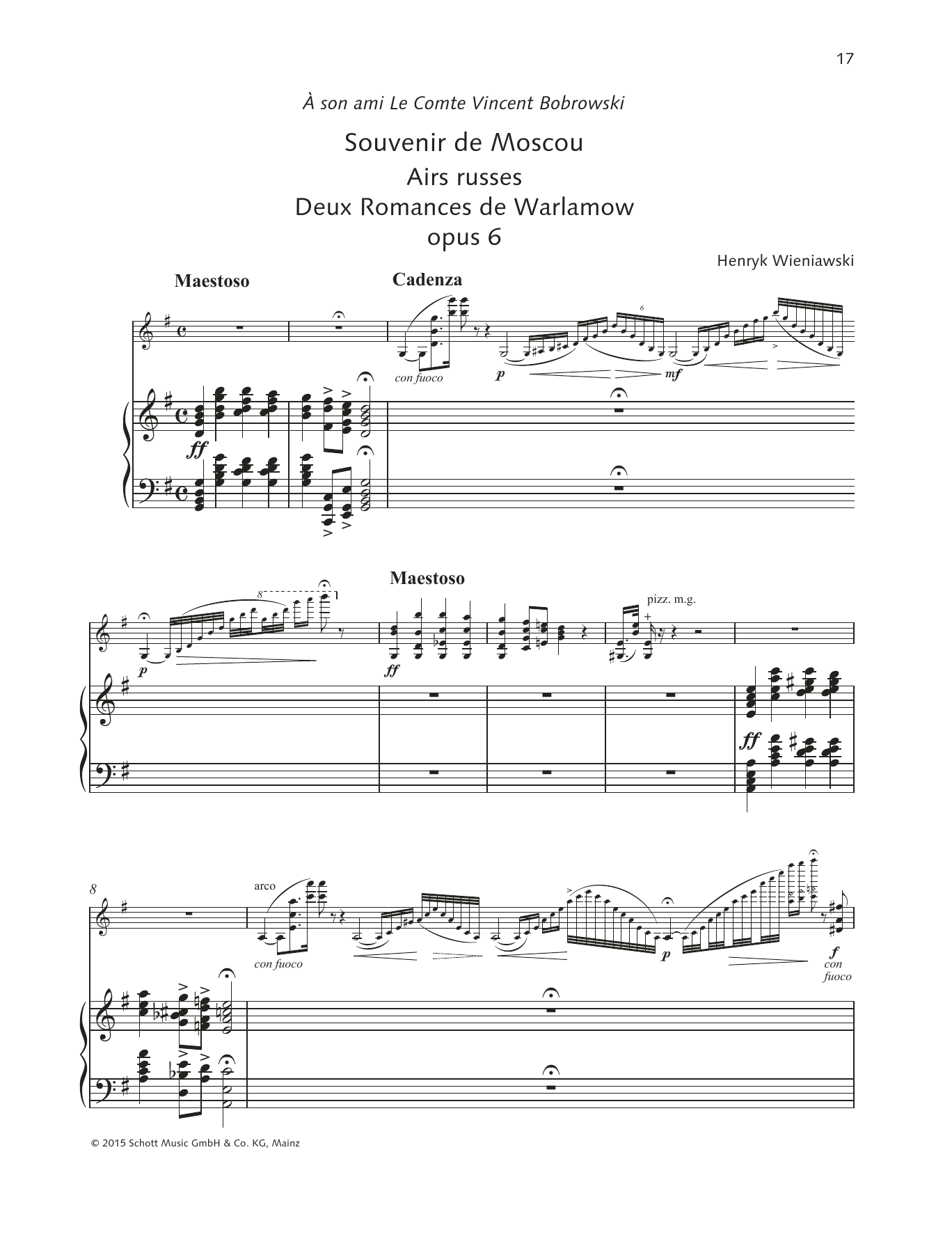 Learn to play Henryk Wieniawski Souvenir de Moscou/Airs russes sheet music for String Solo in minutes. Henryk Wieniawski Souvenir de Moscou/Airs russes sheet music preview music notes and score for String Solo including 16 page(s)