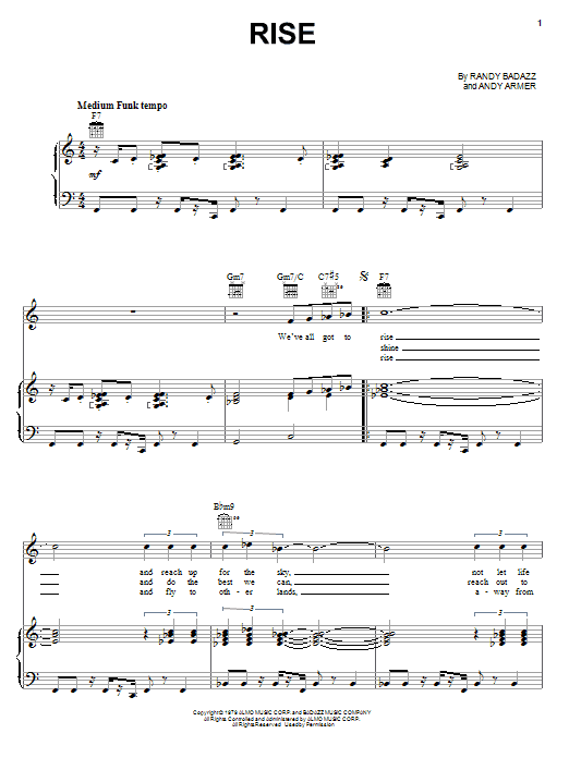 Learn to play Herb Alpert Rise sheet music for Piano, Vocal & Guitar (Right-Hand Melody) in minutes. Herb Alpert Rise sheet music preview music notes and score for Piano, Vocal & Guitar (Right-Hand Melody) including 4 page(s)