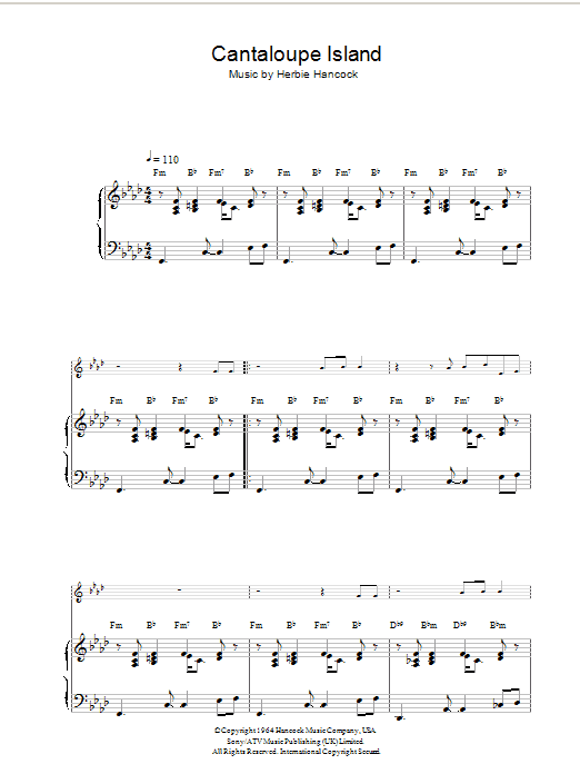 Herbie Hancock Cantaloupe Island Sheet Music Download Printable Pdf Jazz Music Score For Piano Solo