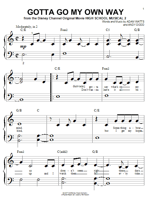 High School Musical 2 Gotta Go My Own Way Sheet Music Download Pdf Score High School Musical 2 Gotta Go My Own Way Sheet Music Download Pdf Score