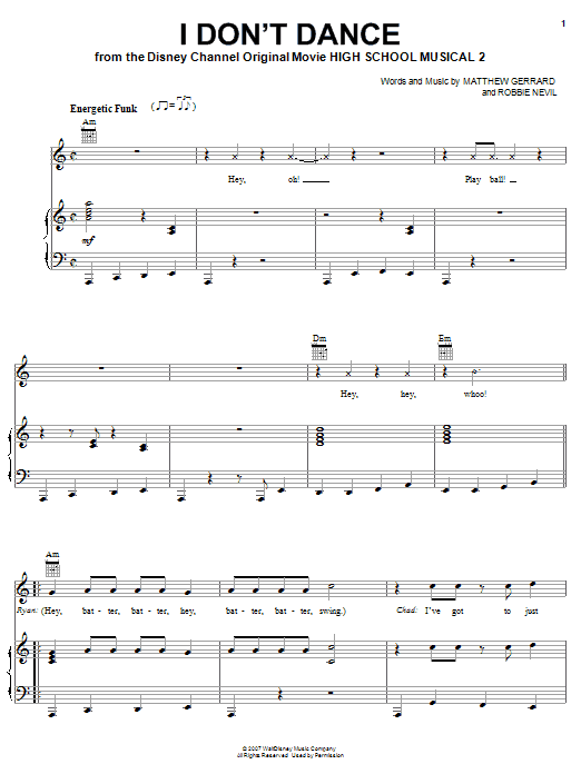 Learn to play High School Musical 2 I Don't Dance sheet music for Easy Guitar Tab in minutes. High School Musical 2 I Don't Dance sheet music preview music notes and score for Easy Guitar Tab including 5 page(s)