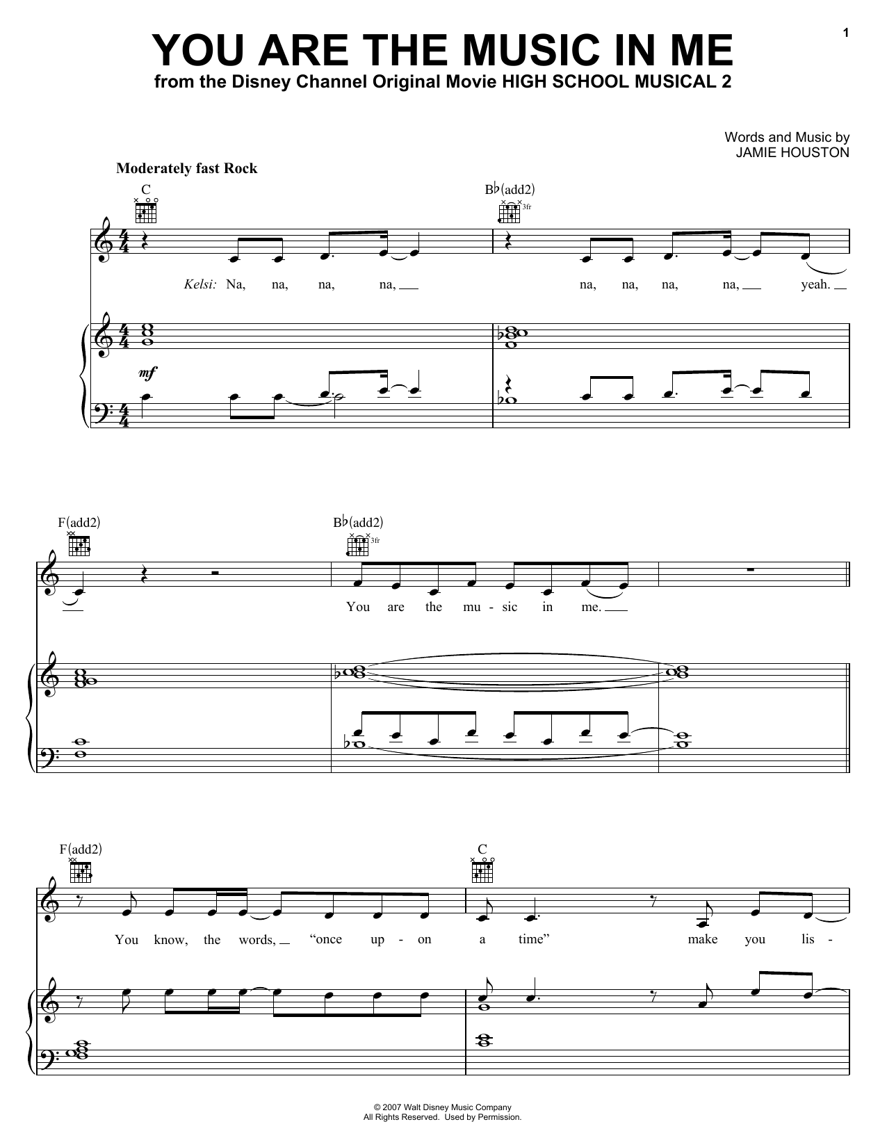 High School Musical 2 You Are The Music In Me sheet music preview music notes and score for Easy Guitar Tab including 4 page(s)