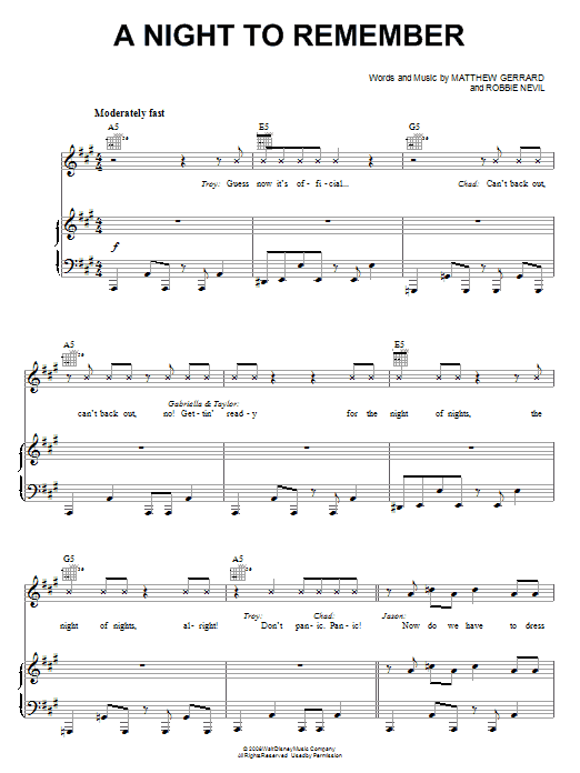Learn to play High School Musical 3 A Night To Remember sheet music for Piano in minutes. High School Musical 3 A Night To Remember sheet music notes and chords